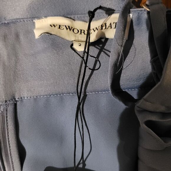 Anthropologie WeWoreWhat Cowl Satin Charmeuse Midi‎ Dress in Slate Blue Size 2 - Picture 5 of 10